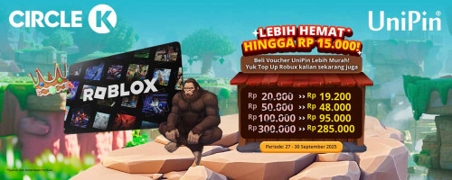 Lebih Hemat Top Up Robux Pakai Voucher UniPin, Diskon Hingga Rp15.000 di Circle K!